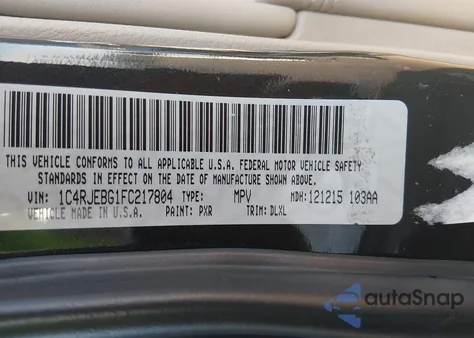 2015 Jeep Grand Cherokee Limited z USA, uszkodzony, nr VIN 1C4RJEBG1FC217804